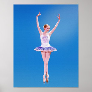 Póster Ballerina sobre punto en blanco y púrpura