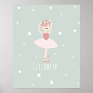 Póster Ballerina Stars Baby Girl Nursery
