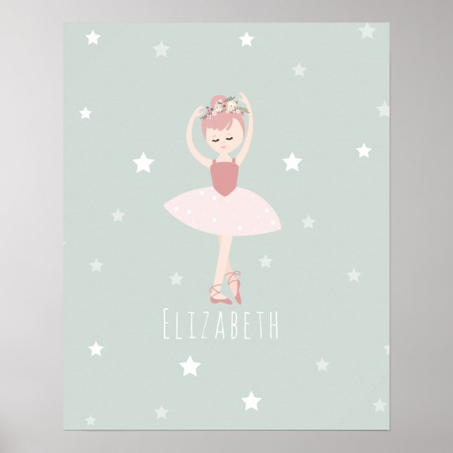 Póster Ballerina Stars Baby Girl Nursery (Frente)