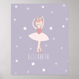 Póster Ballerina Stars Baby Girl Purple Nursery