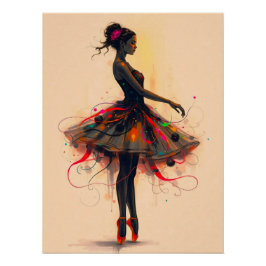 Póster Ballerina Tanzt in Farbexplosion