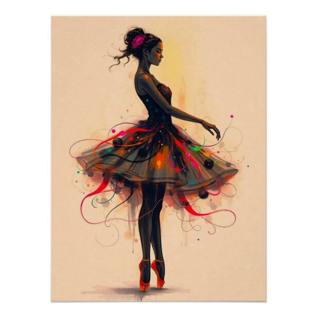 Póster Ballerina Tanzt in Farbexplosion (Anverso)