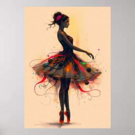 Póster Ballerina Tanzt in Farbexplosion