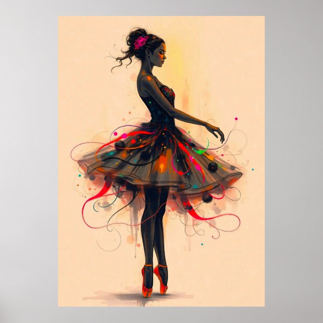 Póster Ballerina Tanzt in Farbexplosion (Frente)