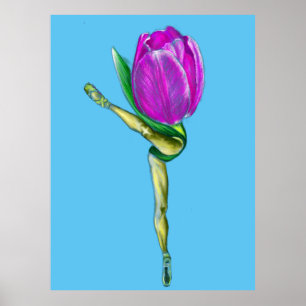 Póster Ballerina Tulip Ballet Dance Poster - Pintura