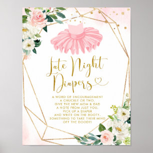 Póster Ballerina Tutu Baby Shower Late Night Diaper
