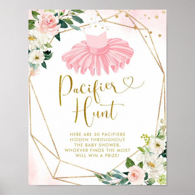Póster Ballerina Tutu Baby Shower Pacifier Hunt (Frente)