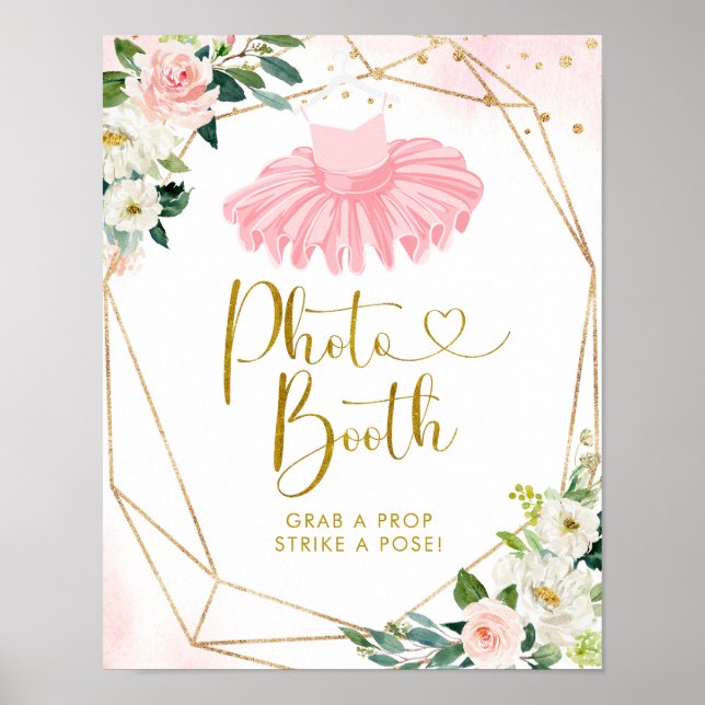 Póster Ballerina Tutu Baby Shower Photo Booth Rótulo (Frente)