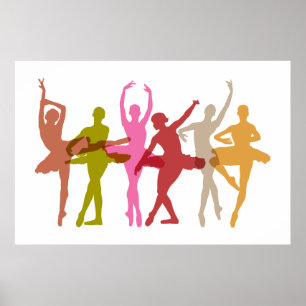 Póster Ballerinas de danza colorida