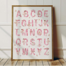 Póster Ballet Alphabet ABC Poster Kids Room Decor