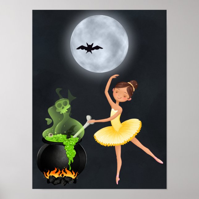 Póster Ballet Ballerina y Cauldron Halloween Luna llena (Frente)
