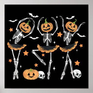 Póster Ballet Calabaza Skeleton Scary Halloween