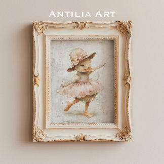 Póster Ballet Dancing Pato Whimsical Nursera Ballerina