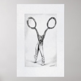 Póster Ballet danza Scissors Ballerina Dibujo surrealista