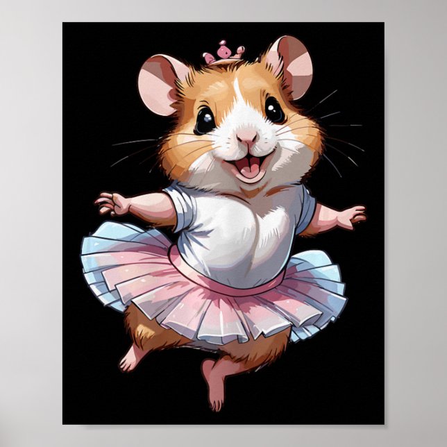 Póster Ballet De Hamster Y Ballerin, Único Y Moderno (Frente)
