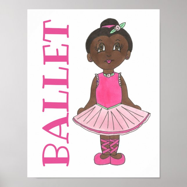 Póster BALLET Pink Tutu Chica Ballerina Dance Studio (Frente)