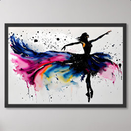 Póster ballet pintura baile chica balerina acuarela