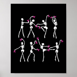Póster Ballet Skeleton Dance Cinta rosa Cáncer de Mama Aw