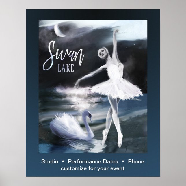Póster Ballet Swan Lake Dance Personalizado Performance P (Frente)