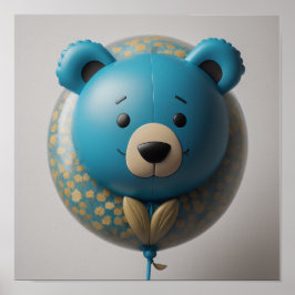 Póster Balloon Blue Bear