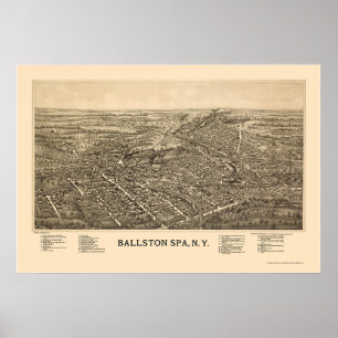 Póster Ballston Spa, NY Panoramic Map - 1890