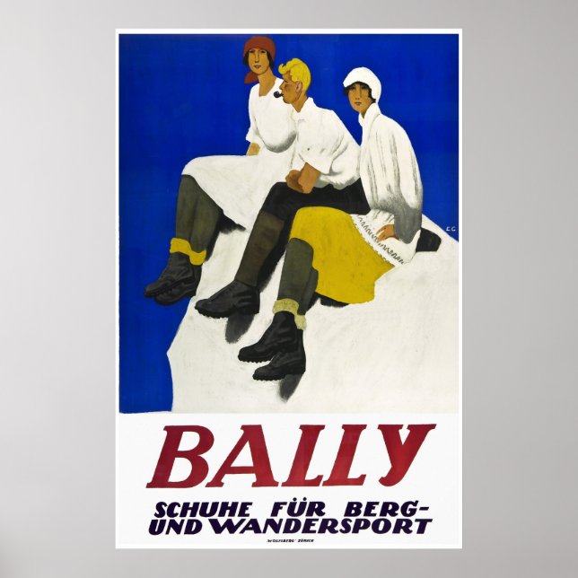 Póster Bally, zapatos para invierno, Poster de esquí (Frente)
