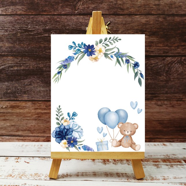 Póster Balón azul acuarela Teddy Bear Poster (Subido por el creador)