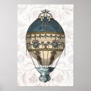 Póster Balón barroco azul y crema