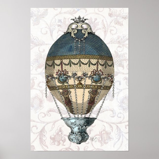 Póster Balón barroco azul y crema (Frente)