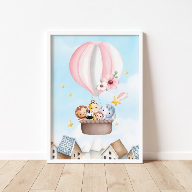 Póster Balón de aire rosado caliente Safari Animales (Subido por el creador)