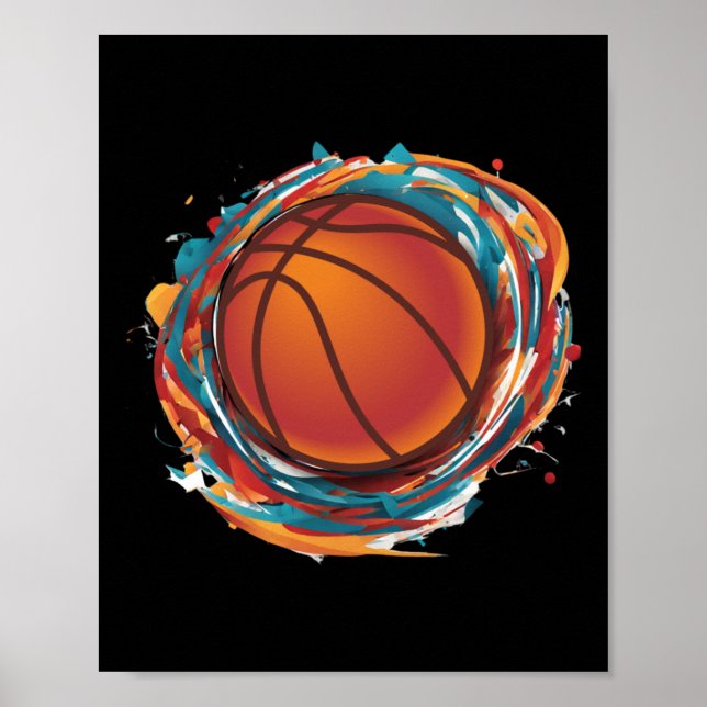Póster Balón de baloncesto giratorio (Frente)