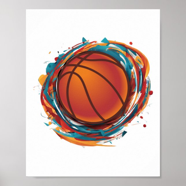 Póster Balón de baloncesto giratorio (Frente)