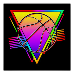 Póster Balón de Baloncesto Retro Moderno