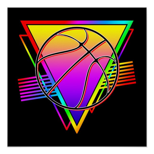 Póster Balón de Baloncesto Retro Moderno (Anverso)