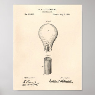 Póster Balón de fuego 1882 Patent Art Old Peper