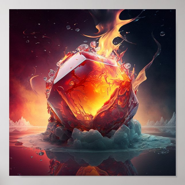 Póster Balón de fuego rojo caída (Frente)