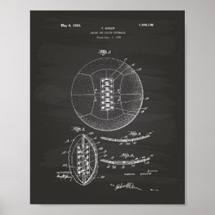 Póster Balón de fútbol 1928 Patent Art - Chalkboard