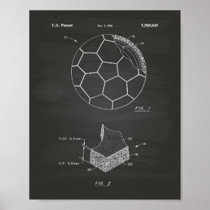 Póster Balón de fútbol 1996 Patent Art - Chalkboard