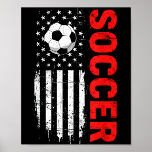 Póster Balón de fútbol americano patriótico con bandera e