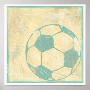 Póster Balón de Fútbol Azul Pastel por Chariklia Zarris