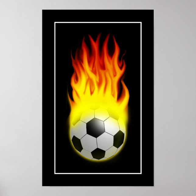 Póster Balón de fútbol caliente en llamas - POSTER (Frente)