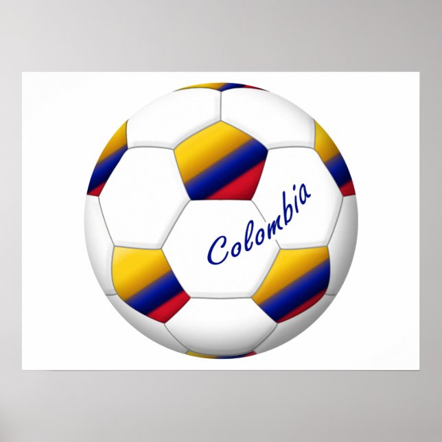 Póster Balón de FÚTBOL COLOMBIA Bandera nacional (Frente)