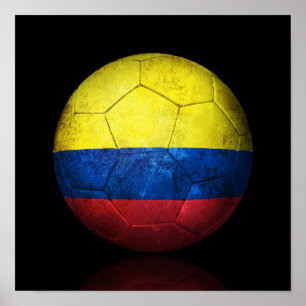 Póster Balón de fútbol colombiano gastado de fútbol de