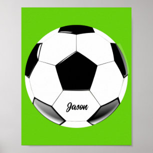 Póster Balón de fútbol con nombre Lime Green