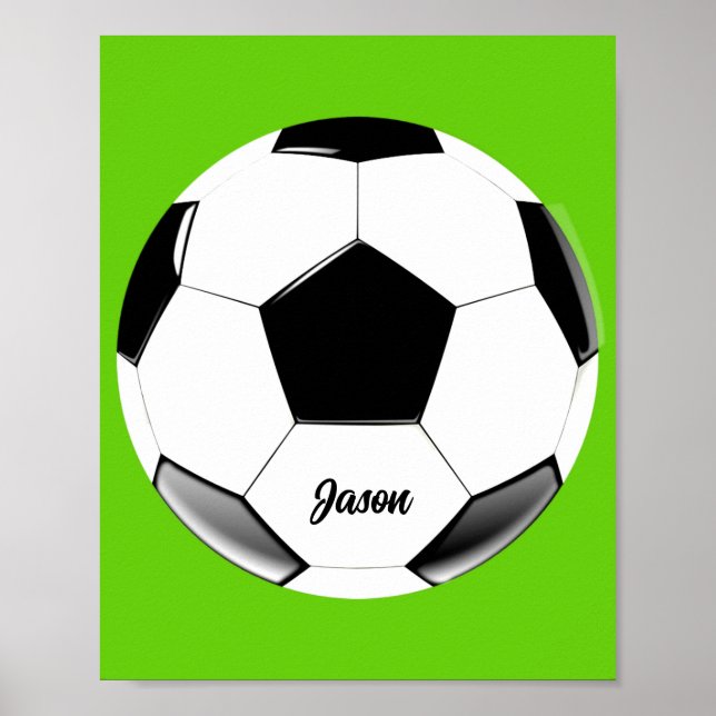 Póster Balón de fútbol con nombre Lime Green (Frente)