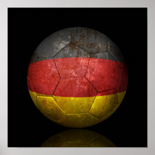 Póster Balón de fútbol de bandera alemana