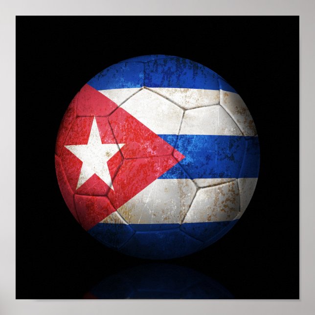 Póster Balón de fútbol de Bandera Cubana (Frente)
