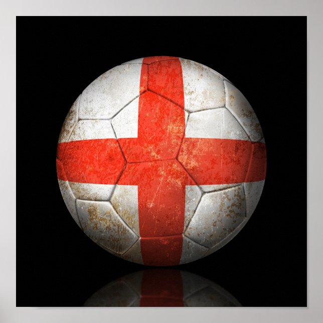 Póster Balón de fútbol de Bandera Inglesa (Frente)