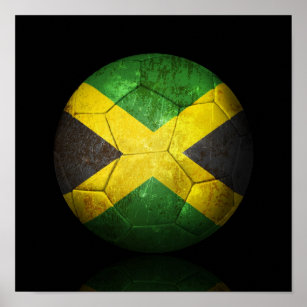 Póster Balón de fútbol de bandera jamaiquina