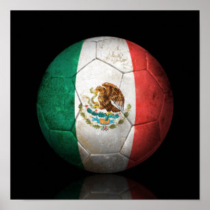 Póster Balón de fútbol de Bandera Mexicana